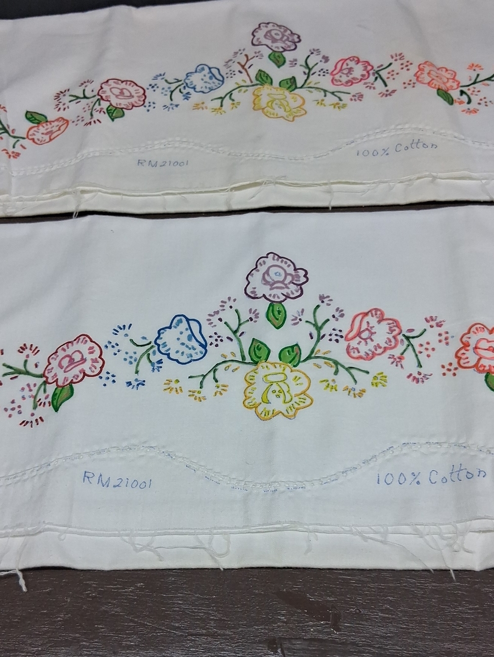 Vintage pair of pillowcases with floral design cottage core, estate